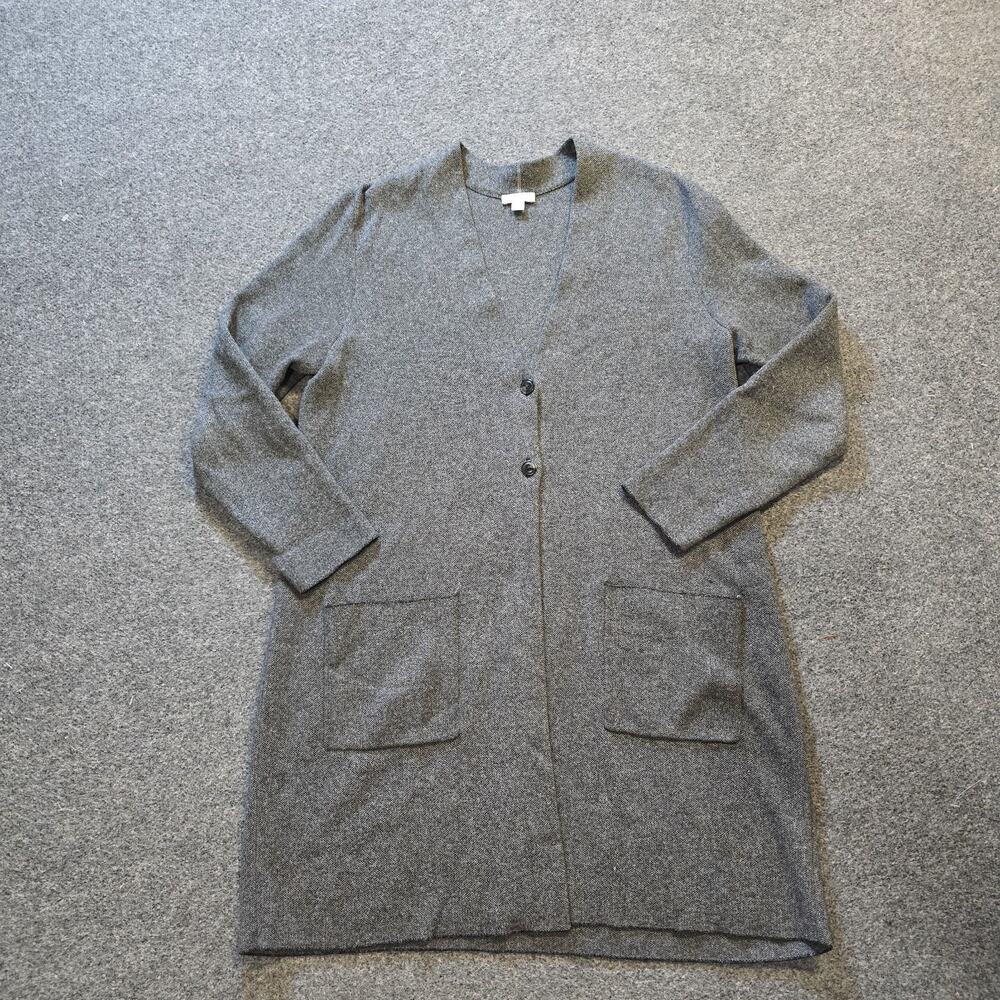 J Jill Cardigan Womens Size Medium Gray Sweater Long Pockets Long Sleeve Capsule